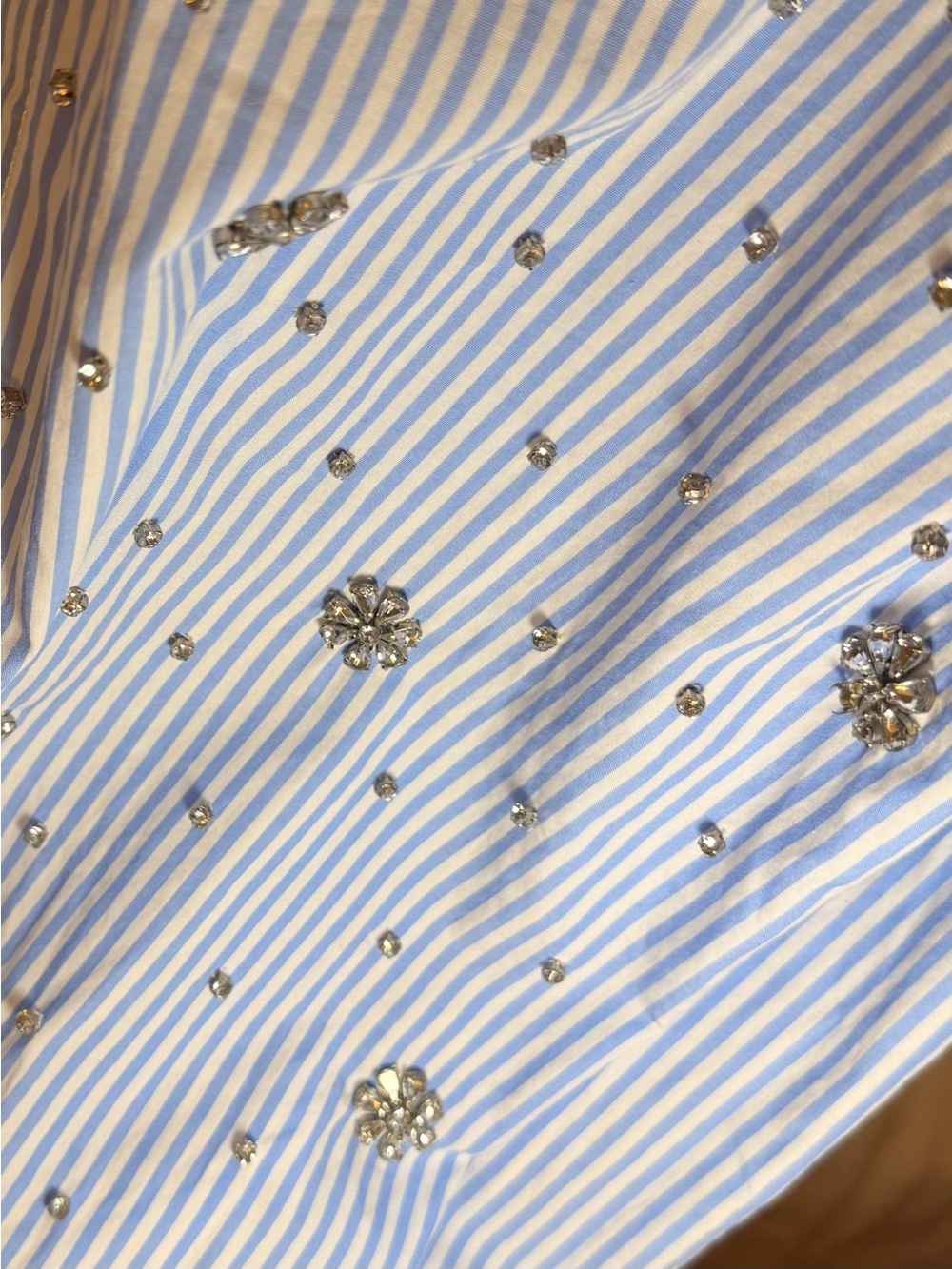 J. Crew Light Blue Striped Crystal-Embellished Button-Down Shirt - Picture 7 of 9